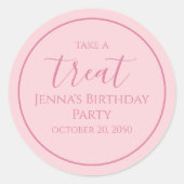 Eenvoudig roze kalligrafielabel op zaterdag ronde sticker (Voorkant)