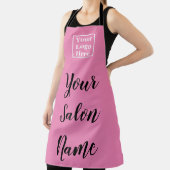Eenvoudig Roze met Salon Name en Uw Logo hier Schort (Insitu)