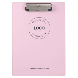 Eenvoudig Roze Minimalistisch Aangepast Logo Merk Klembord
