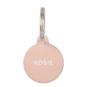 Eenvoudig roze minimalistisch label met aangepaste huisdierpenning