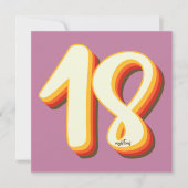 Eenvoudig roze Modern Retro Groovy 18e verjaardag Kaart (Voorkant)
