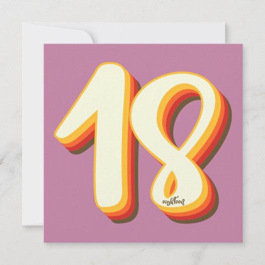 Eenvoudig roze Modern Retro Groovy 18e verjaardag Kaart (Voorkant)