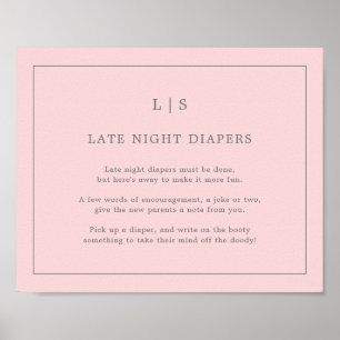 Eenvoudig roze nachtelijke diabetici Baby shower Poster