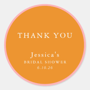 Eenvoudig roze Oranje aangepast Vrijgezellenfeest  Ronde Sticker