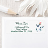 Eenvoudig roze Rosebud-retouradres Waterverf Etiket (Insitu)