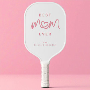 Eenvoudig Roze Script Hart Modern Beste Moeder Ooi Pickleball Paddle