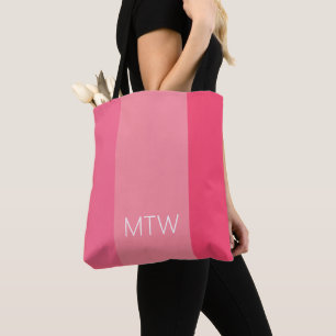 Eenvoudig Roze Strepen Wit Monogram Draagtas