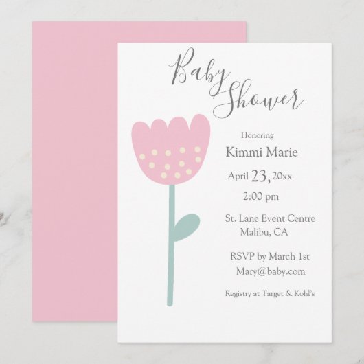 Eenvoudig roze Tulp Minimalistisch script voor Wat Kaart (Voorkant / Achterkant)
