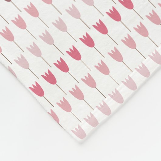 Eenvoudig roze tulpenpatroon fleece deken (Hoek)