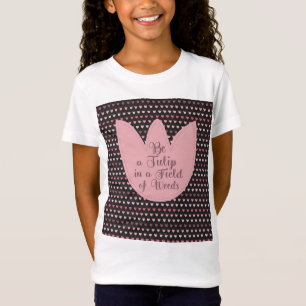 Eenvoudig Roze Tulpenpatroon met donkere achtergro T-shirt