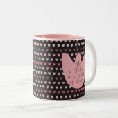Eenvoudig Roze Tulpenpatroon met donkere achtergro Tweekleurige Koffiemok (Voorkant rechts)