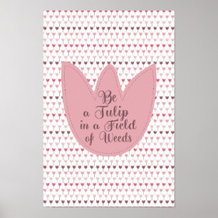 Eenvoudig roze tulpenpatroon poster