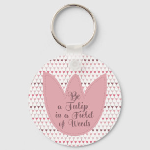 Eenvoudig roze tulpenpatroon sleutelhanger