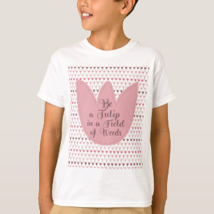 Eenvoudig roze tulpenpatroon t-shirt