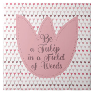 Eenvoudig roze tulpenpatroon tegeltje