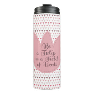 Eenvoudig roze tulpenpatroon thermosbeker