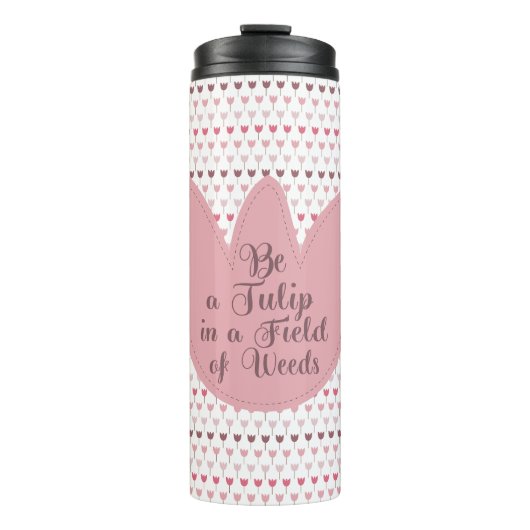 Eenvoudig roze tulpenpatroon thermosbeker (Voorkant)