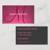 Eenvoudig roze vervagen thema aangepaste monogram visitekaartje (Voorkant / Achterkant)