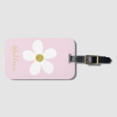 Eenvoudig roze witte feestdag - Gold persoonlijk r Bagagelabel (Voorkant (horizontaal))