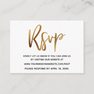 Eenvoudig RSVP Modern Casual Handschrift Goud Informatiekaartje