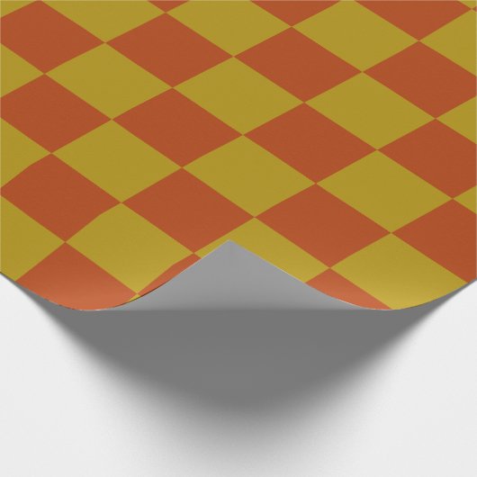 Eenvoudig Rust en Goud Checkerboard Patroon Cadeaupapier (Hoek)