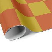 Eenvoudig Rust en Goud Checkerboard Patroon Cadeaupapier (Rol Hoek)