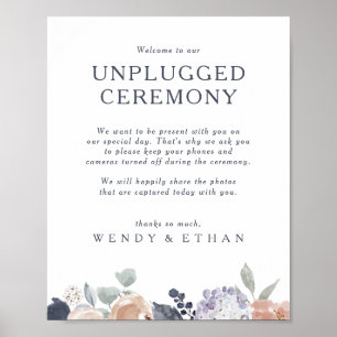 Eenvoudig Rustic Floral Unplugged Ceremony-teken Poster