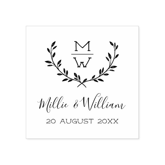Eenvoudig Rustic Monogram met aangepast huwelijk Rubberstempel (Afrduk)