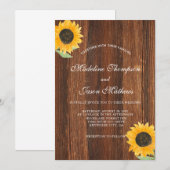 Eenvoudig Rustic Sunflower Wedding Kaart (Voorkant / Achterkant)