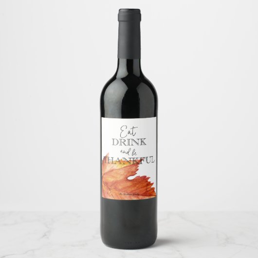 Eenvoudig Rustic Thanksgiving label. Wijnlabel Wijn Etiket (Voorkant)
