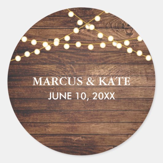 Eenvoudig Rustic Wood Vintage Wedding Ronde Sticker (Voorkant)