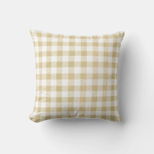 Eenvoudig rustiek Beige Tan Gingham Plaid Kussen