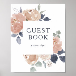 Eenvoudig Rustiek Bloemstuk Gastboek Bord Poster