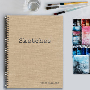 Eenvoudig Rustiek Burlap Patroon met Jouw naam Notitieboek