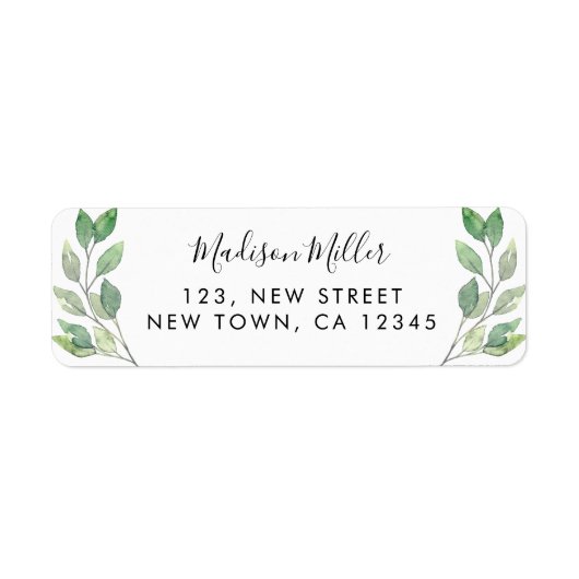 Eenvoudig rustiek groen retouradres etiket (Voorkant)