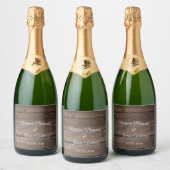 Eenvoudig rustiek hout bruiloft mousserende wijn l sparkling wijnetiket (Flessen)