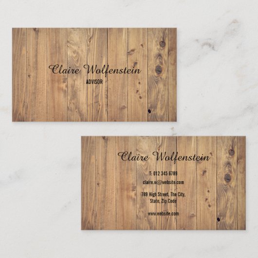 Eenvoudig rustiek hout effect visitekaartje (Voorkant / Achterkant)
