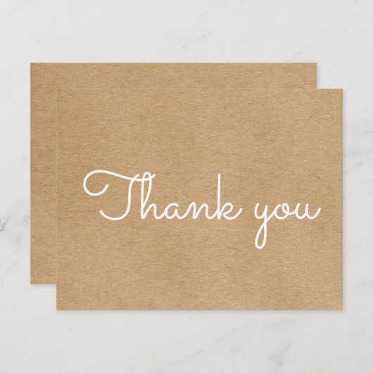 Eenvoudig rustiek Kraft Business Script Bedankkaart (Voorkant / Achterkant)