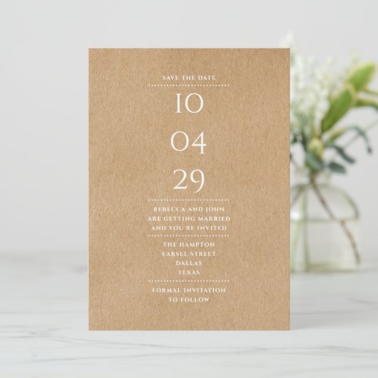 Eenvoudig rustiek Save the Date Kaart (Staand voorkant)