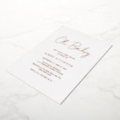 Eenvoudig Rustiek Schrift Elegante Baby Shower Roz Folie Uitnodiging (Gedraaid)