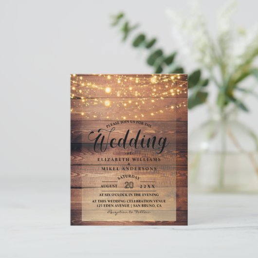 Eenvoudig Rustige Natural Wood Lights String bruil Kaart (Staand voorkant)