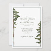 Eenvoudig Rustisch Groene Pine Tree Forest Weddens Kaart (Voorkant)
