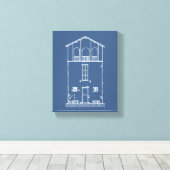 Eenvoudig Rustisch huis Modern Blueprint | Navy Bl Canvas Afdruk (Insitu (Houten vloer))