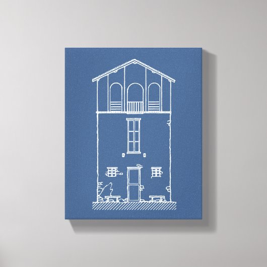 Eenvoudig Rustisch huis Modern Blueprint | Navy Bl Canvas Afdruk (Voorkant)