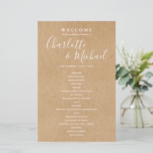 Eenvoudig Rustisch programma voor handtekeningen (Staand voorkant)