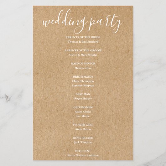 Eenvoudig Rustisch programma voor handtekeningen (Achterkant)