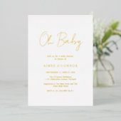 Eenvoudig Rustisch script elegant Baby shower Gold Folie Uitnodiging (Staand Voorkant)