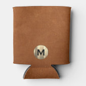 Eenvoudig Sable Leather Gold Monogram Blikjeskoeler (Voorkant)