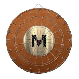 Eenvoudig Sable Leather Gold Monogram Dartbord