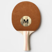 Eenvoudig Sable Leather Gold Monogram Tafeltennisbatje (Voorkant)